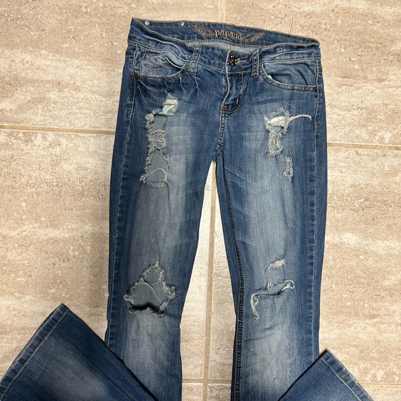 ๐EUC- PAPAYA DISTRESSED BOOT CUT JEANS SZ 7๐๐ - Picture 7 of 9